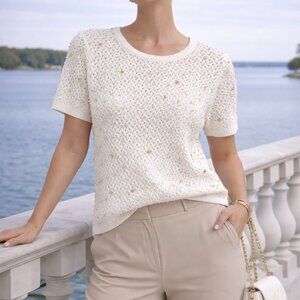 266510 Cream Sweater with Gold by FRANK LYMAN